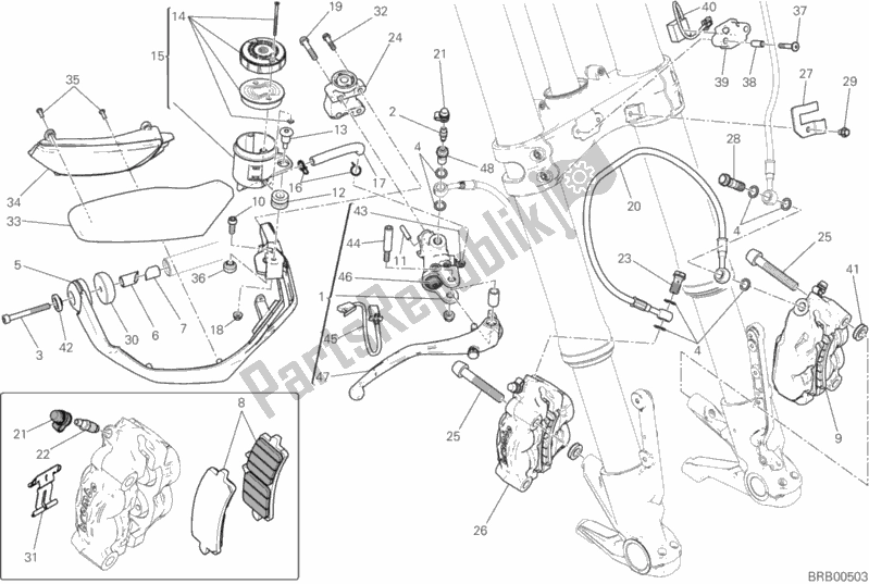 Todas las partes para Sistema De Freno Delantero de Ducati Multistrada 1200 S Thailand 2016